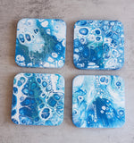 Blue & White Cement Coasters (Set of 4)